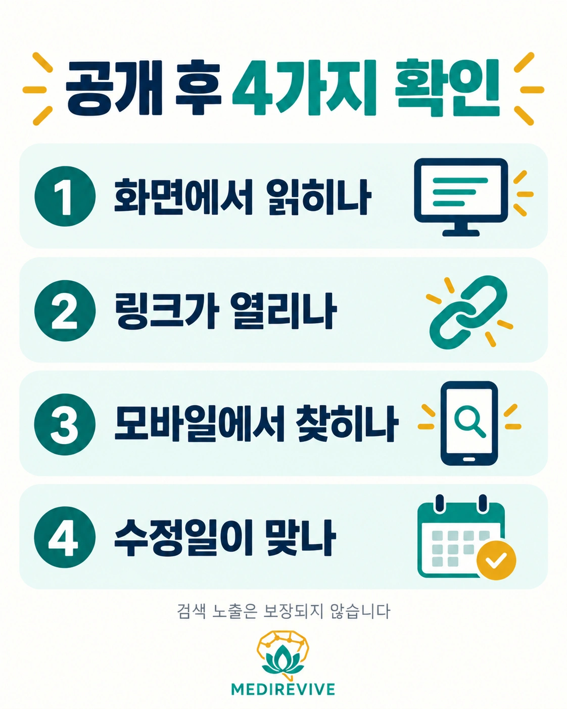 공개 안내의 읽기, 링크, 모바일, 수정일 확인